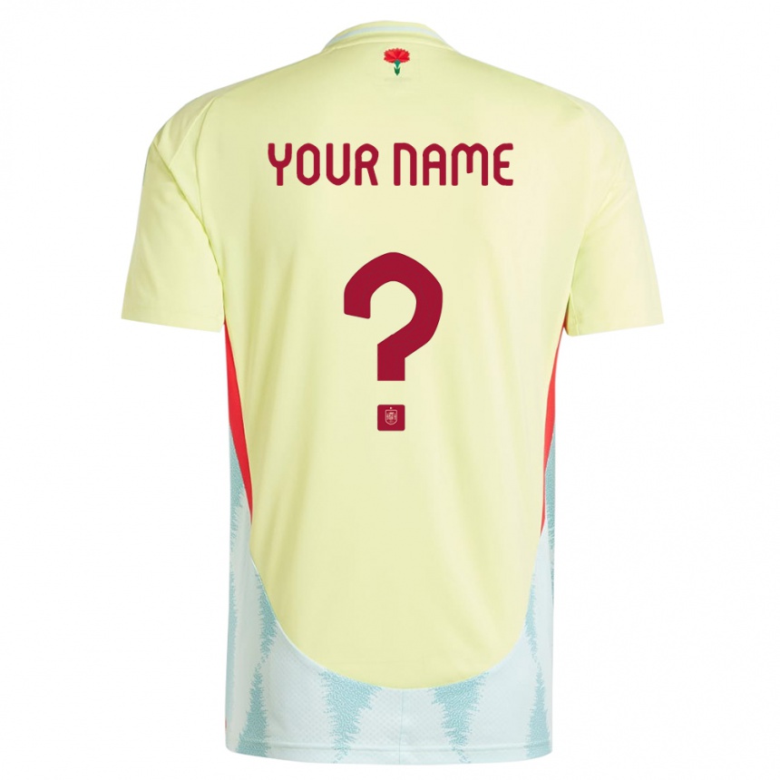 Kinder Fußball Spanien Ihren Namen #0 Gelb Auswärtstrikot Trikot 24-26 T-Shirt Luxemburg