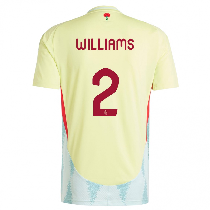 Kinder Fußball Spanien Nico Williams #2 Gelb Auswärtstrikot Trikot 24-26 T-Shirt Luxemburg