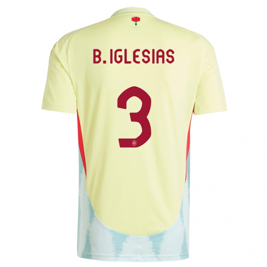 Kinder Fußball Spanien Borja Iglesias #3 Gelb Auswärtstrikot Trikot 24-26 T-Shirt Luxemburg