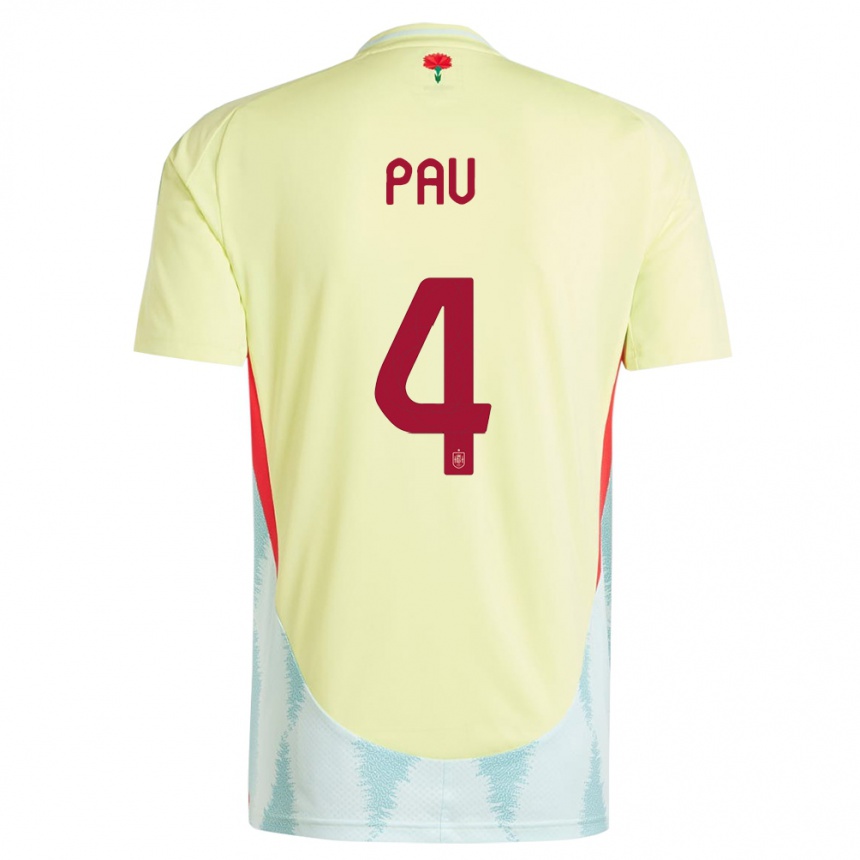 Kinder Fußball Spanien Pau Torres #4 Gelb Auswärtstrikot Trikot 24-26 T-Shirt Luxemburg