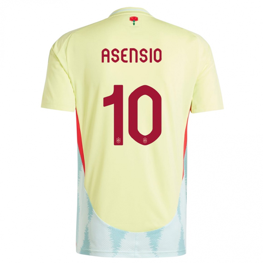 Kinder Fußball Spanien Marco Asensio #10 Gelb Auswärtstrikot Trikot 24-26 T-Shirt Luxemburg