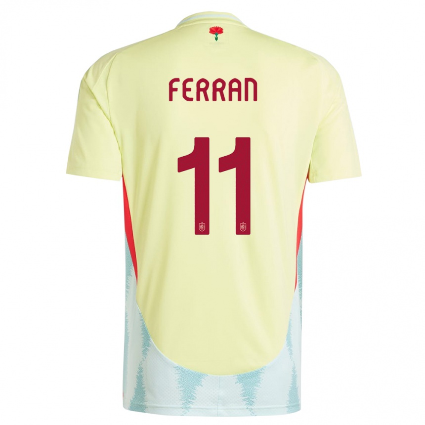 Kinder Fußball Spanien Ferran Torres #11 Gelb Auswärtstrikot Trikot 24-26 T-Shirt Luxemburg