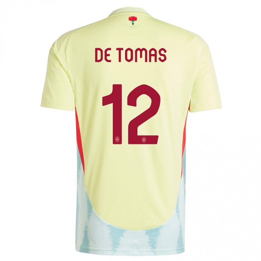 Kinder Fußball Spanien Raul De Tomas #12 Gelb Auswärtstrikot Trikot 24-26 T-Shirt Luxemburg