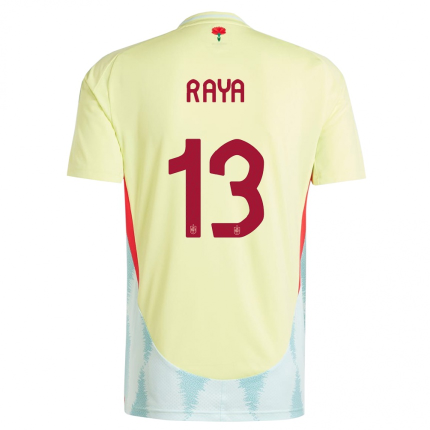 Kinder Fußball Spanien David Raya #13 Gelb Auswärtstrikot Trikot 24-26 T-Shirt Luxemburg