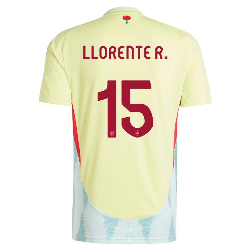 Kinder Fußball Spanien Diego Llorente #15 Gelb Auswärtstrikot Trikot 24-26 T-Shirt Luxemburg