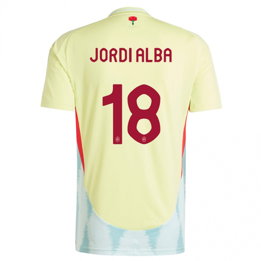 Kinder Fußball Spanien Jordi Alba #18 Gelb Auswärtstrikot Trikot 24-26 T-Shirt Luxemburg
