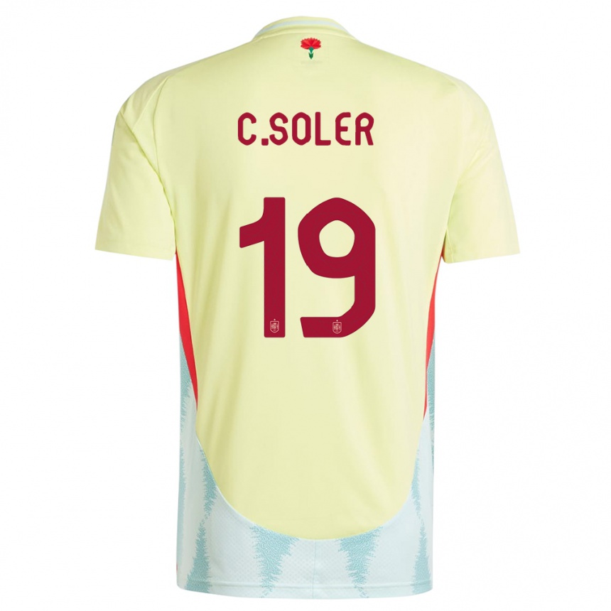 Kinder Fußball Spanien Carlos Soler #19 Gelb Auswärtstrikot Trikot 24-26 T-Shirt Luxemburg