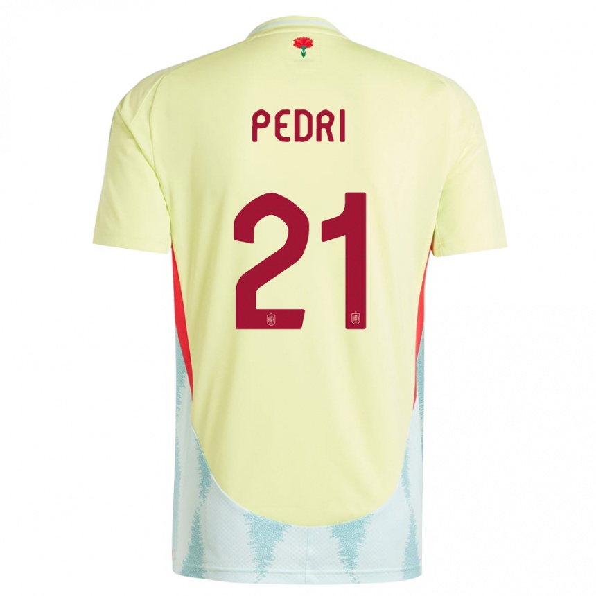 Kinder Fußball Spanien Pedri #21 Gelb Auswärtstrikot Trikot 24-26 T-Shirt Luxemburg