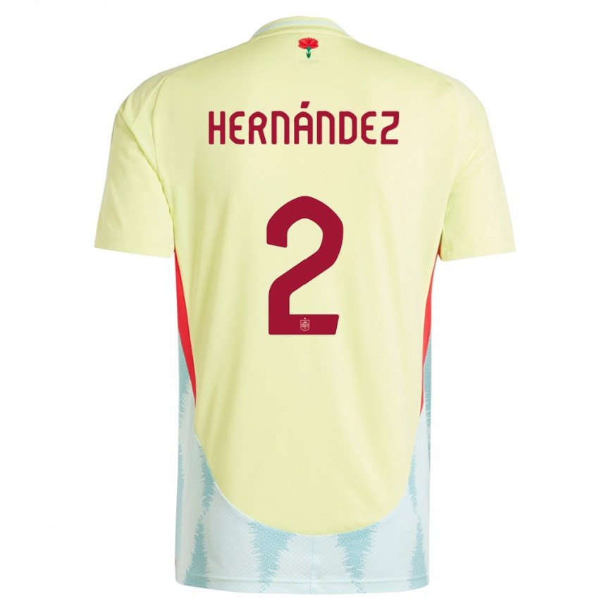 Kinder Fußball Spanien Oihane Hernandez #2 Gelb Auswärtstrikot Trikot 24-26 T-Shirt Luxemburg