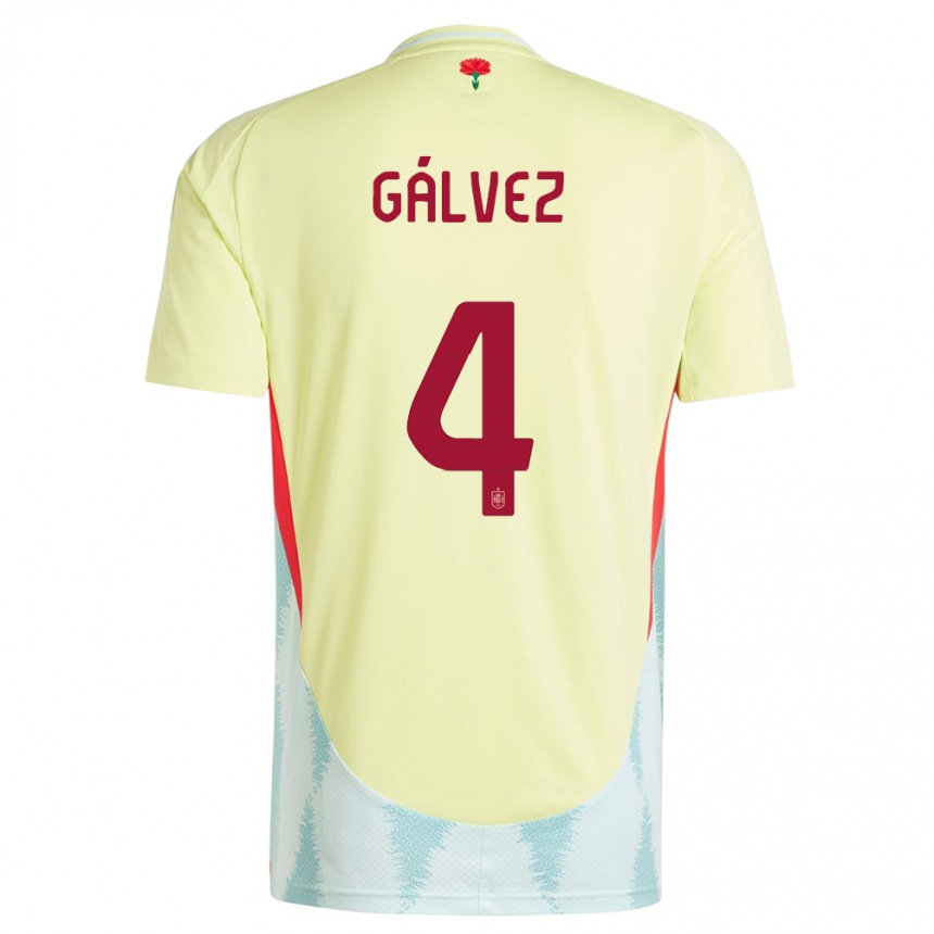 Kinder Fußball Spanien Rocio Galvez #4 Gelb Auswärtstrikot Trikot 24-26 T-Shirt Luxemburg