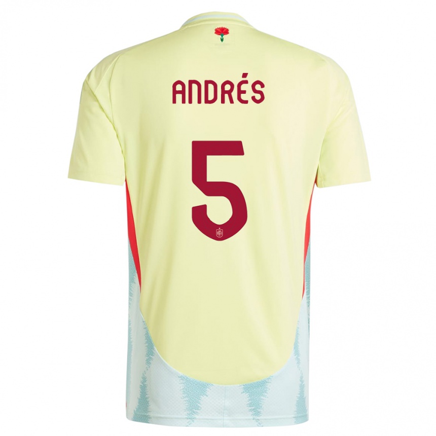Kinder Fußball Spanien Ivana Andres #5 Gelb Auswärtstrikot Trikot 24-26 T-Shirt Luxemburg