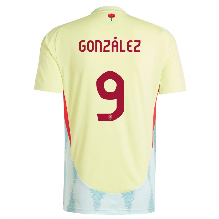 Kinder Fußball Spanien Esther Gonzalez #9 Gelb Auswärtstrikot Trikot 24-26 T-Shirt Luxemburg