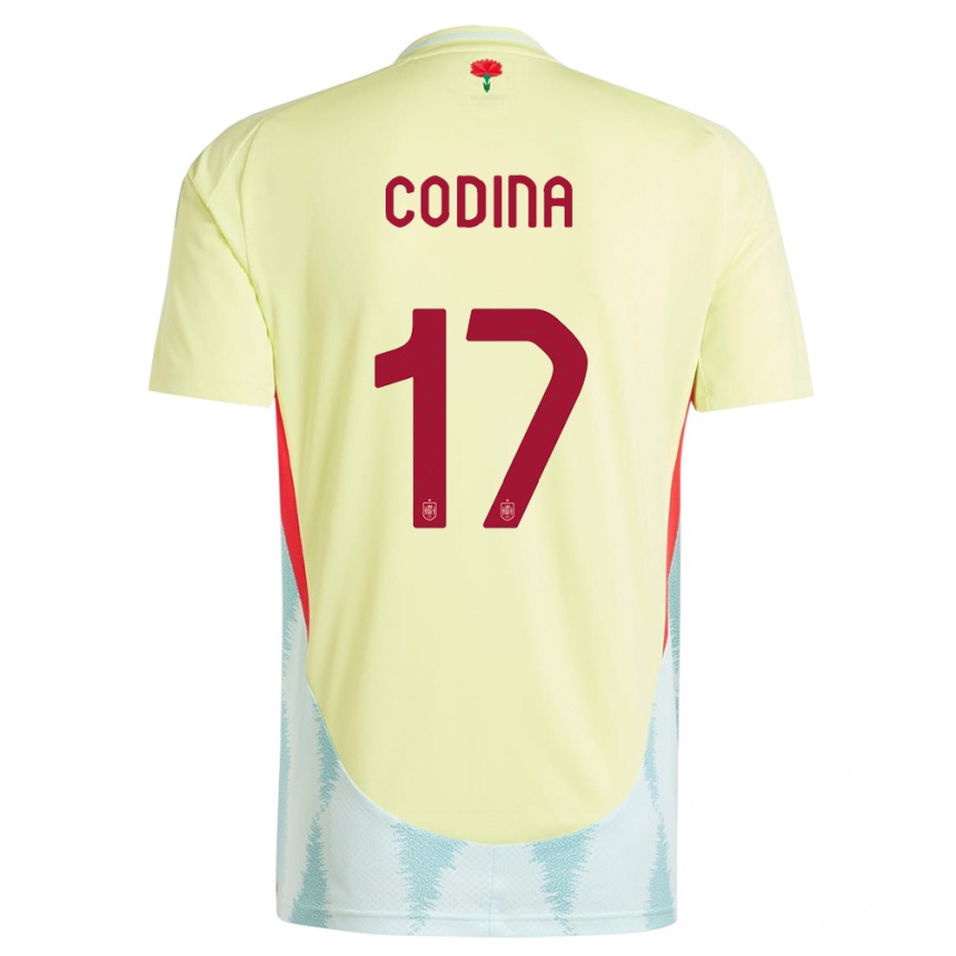 Kinder Fußball Spanien Laia Codina #17 Gelb Auswärtstrikot Trikot 24-26 T-Shirt Luxemburg