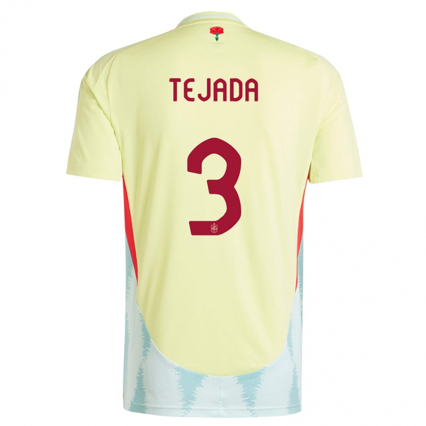 Kinder Fußball Spanien Ana Tejada #3 Gelb Auswärtstrikot Trikot 24-26 T-Shirt Luxemburg