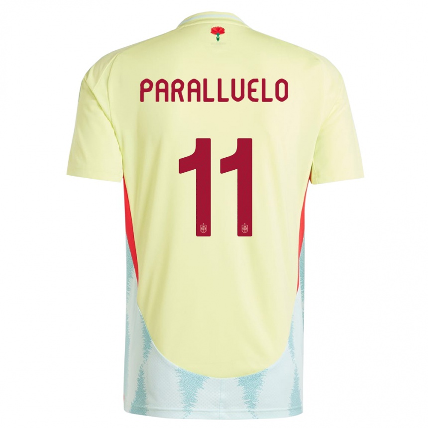 Kinder Fußball Spanien Salma Paralluelo #11 Gelb Auswärtstrikot Trikot 24-26 T-Shirt Luxemburg