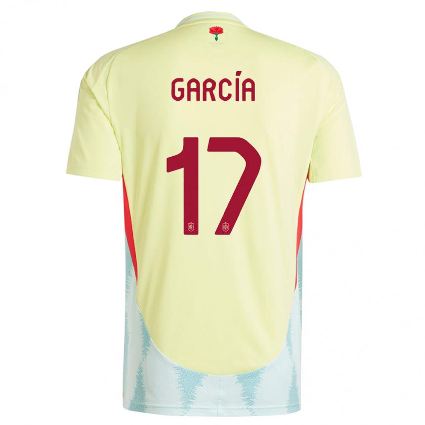 Kinder Fußball Spanien Lucia Garcia #17 Gelb Auswärtstrikot Trikot 24-26 T-Shirt Luxemburg