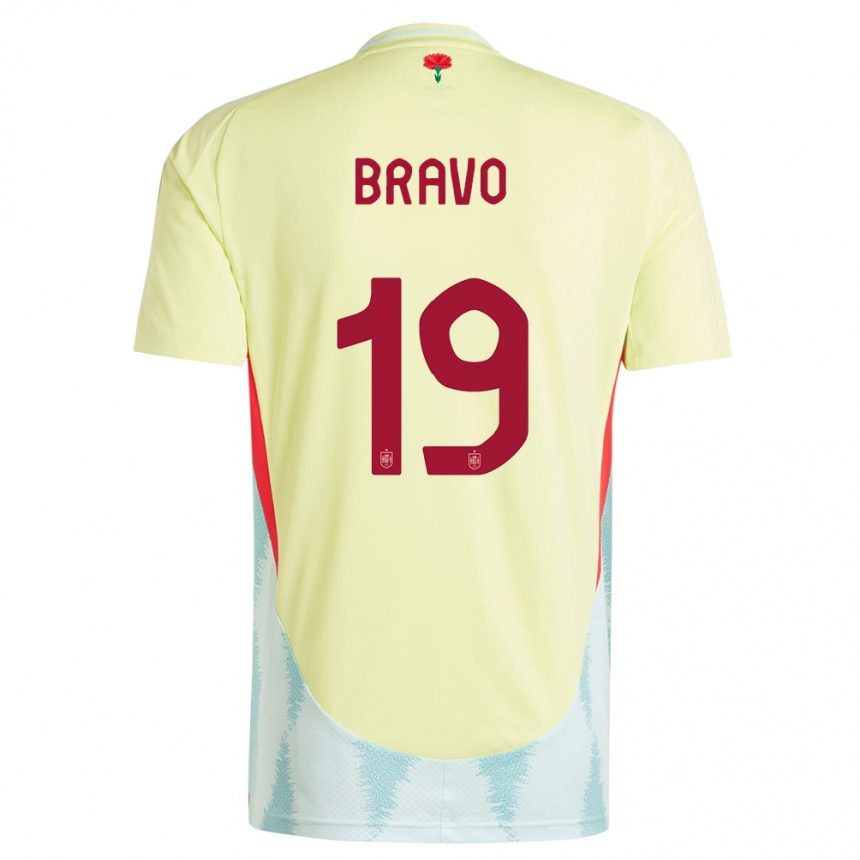 Kinder Fußball Spanien Iker Bravo #19 Gelb Auswärtstrikot Trikot 24-26 T-Shirt Luxemburg
