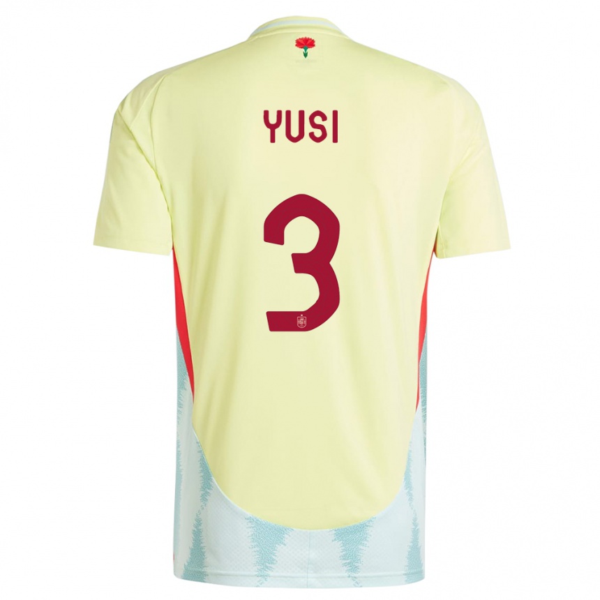 Kinder Fußball Spanien Yusi #3 Gelb Auswärtstrikot Trikot 24-26 T-Shirt Luxemburg