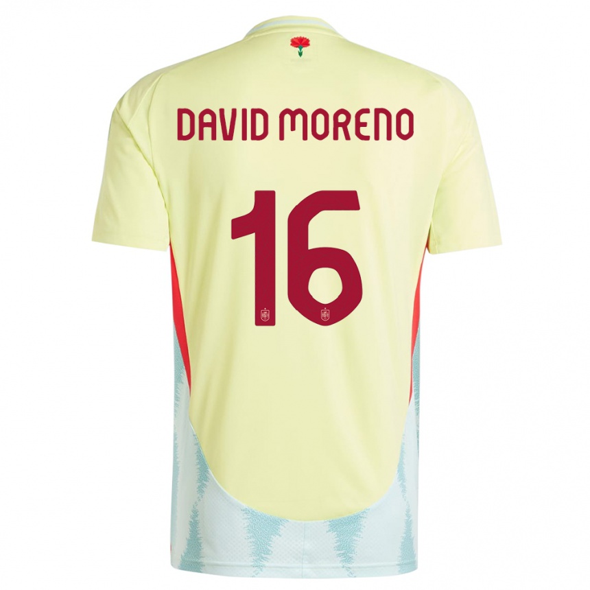 Kinder Fußball Spanien Antonio David Moreno #16 Gelb Auswärtstrikot Trikot 24-26 T-Shirt Luxemburg