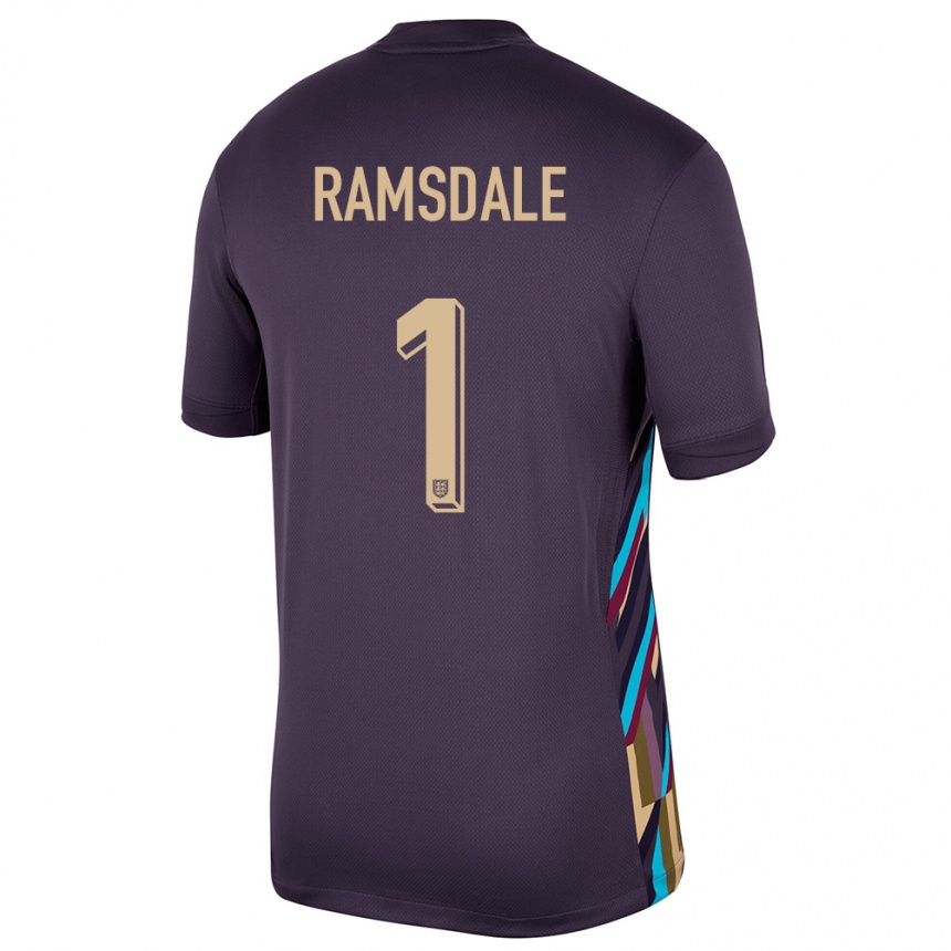 Kinder Fußball England Aaron Ramsdale #1 Dunkle Rosine Auswärtstrikot Trikot 24-26 T-Shirt Luxemburg