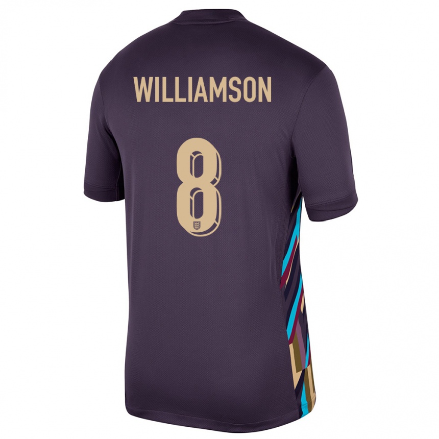 Kinder Fußball England Leah Williamson #8 Dunkle Rosine Auswärtstrikot Trikot 24-26 T-Shirt Luxemburg