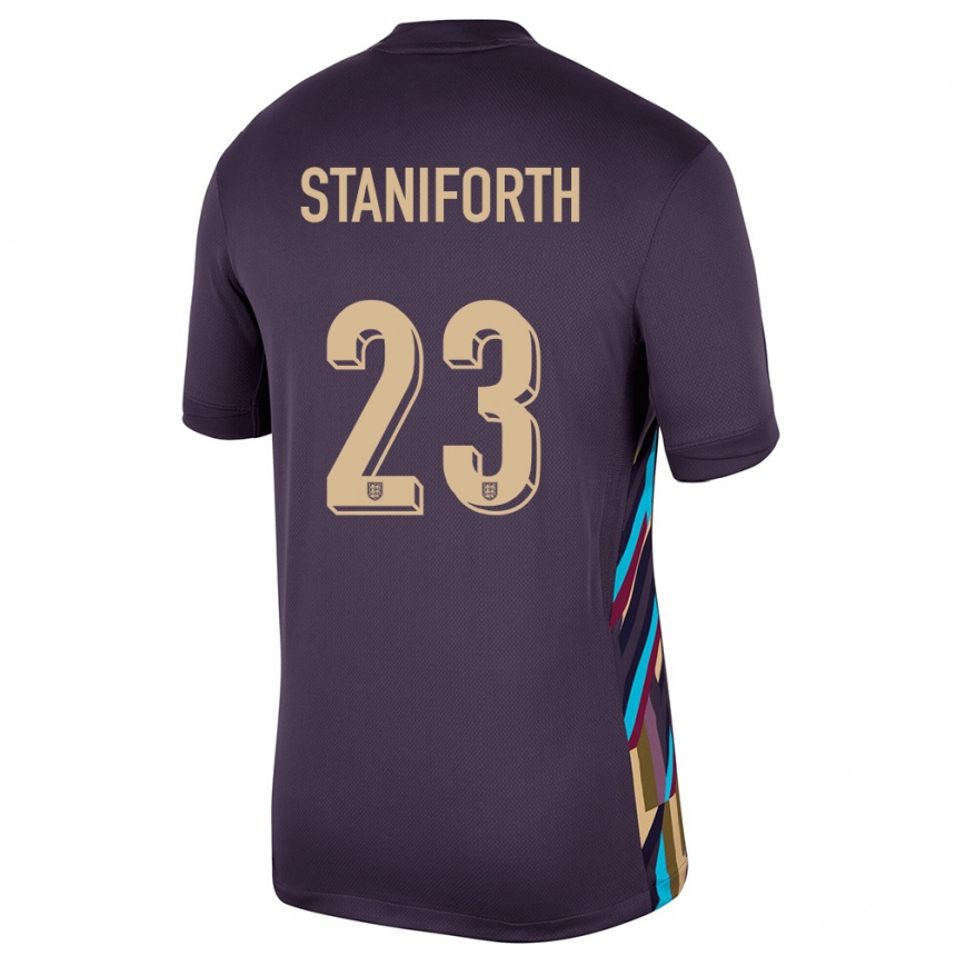 Kinder Fußball England Lucy Staniforth #23 Dunkle Rosine Auswärtstrikot Trikot 24-26 T-Shirt Luxemburg