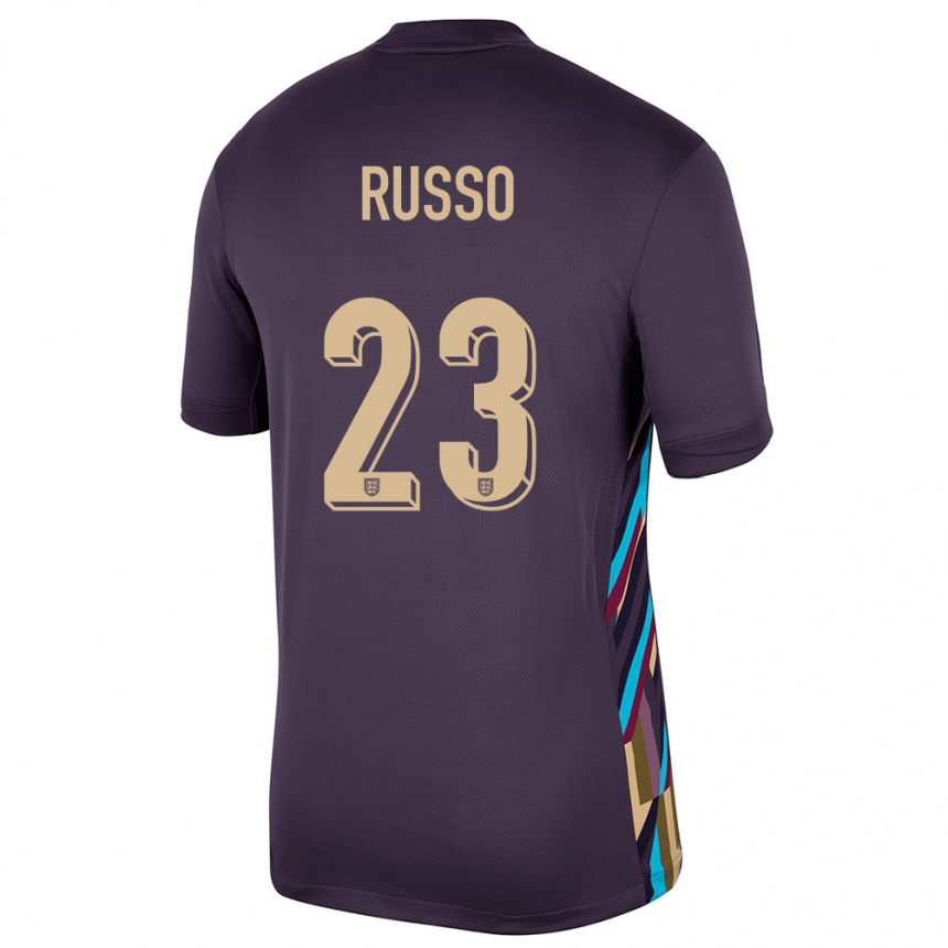 Kinder Fußball England Alessia Russo #23 Dunkle Rosine Auswärtstrikot Trikot 24-26 T-Shirt Luxemburg