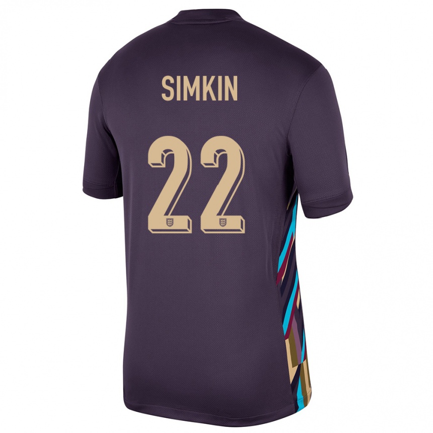 Kinder Fußball England Tommy Simkin #22 Dunkle Rosine Auswärtstrikot Trikot 24-26 T-Shirt Luxemburg