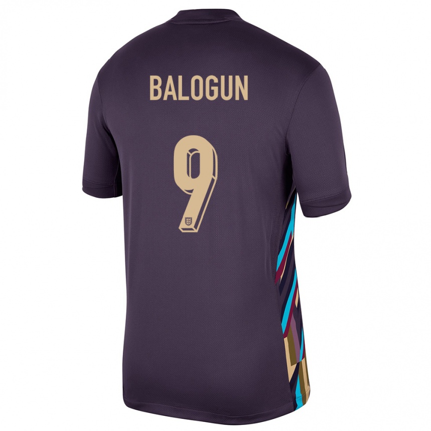 Kinder Fußball England Folarin Balogun #9 Dunkle Rosine Auswärtstrikot Trikot 24-26 T-Shirt Luxemburg