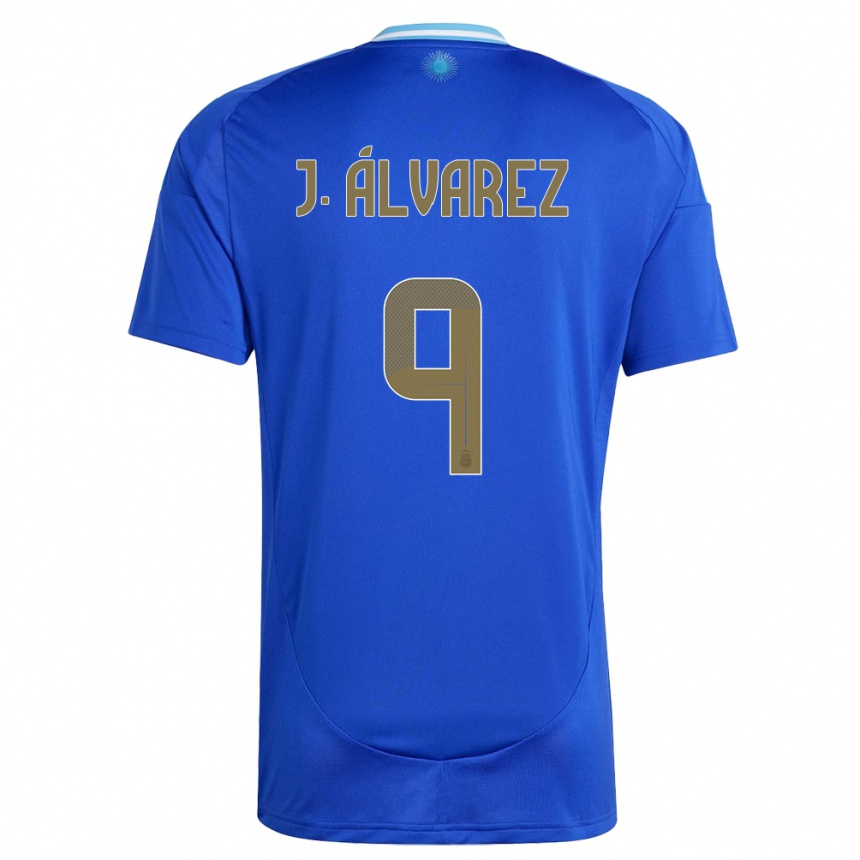 Kinder Fußball Argentinien Julian Alvarez #9 Blau Auswärtstrikot Trikot 24-26 T-Shirt Luxemburg