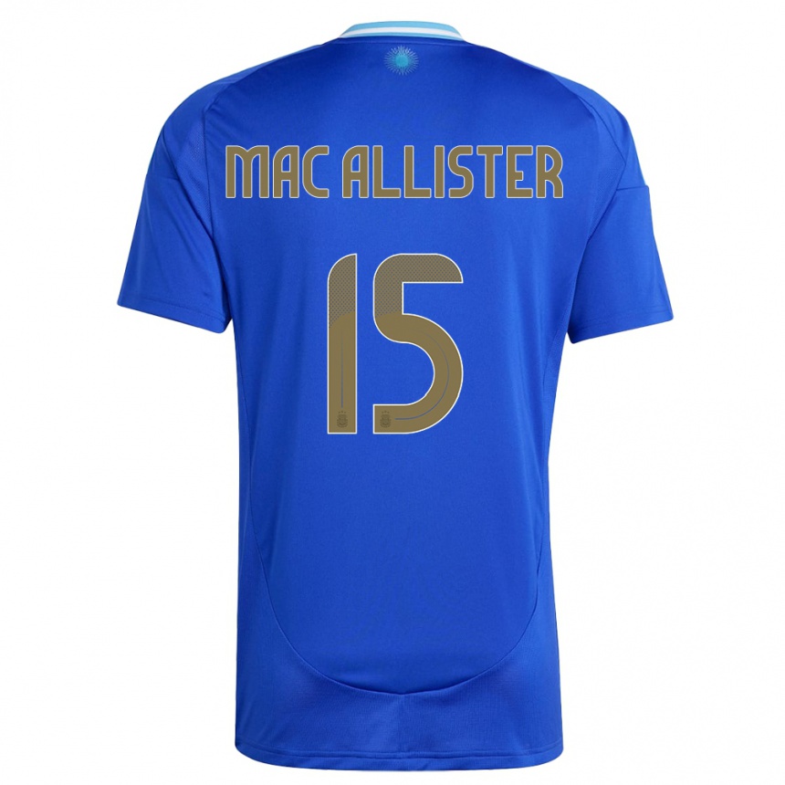 Kinder Fußball Argentinien Alexis Mac Allister #15 Blau Auswärtstrikot Trikot 24-26 T-Shirt Luxemburg