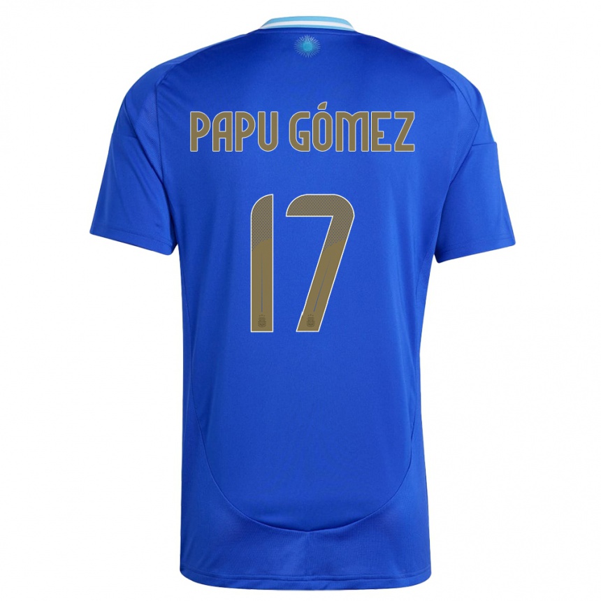 Kinder Fußball Argentinien Papu Gomez #17 Blau Auswärtstrikot Trikot 24-26 T-Shirt Luxemburg