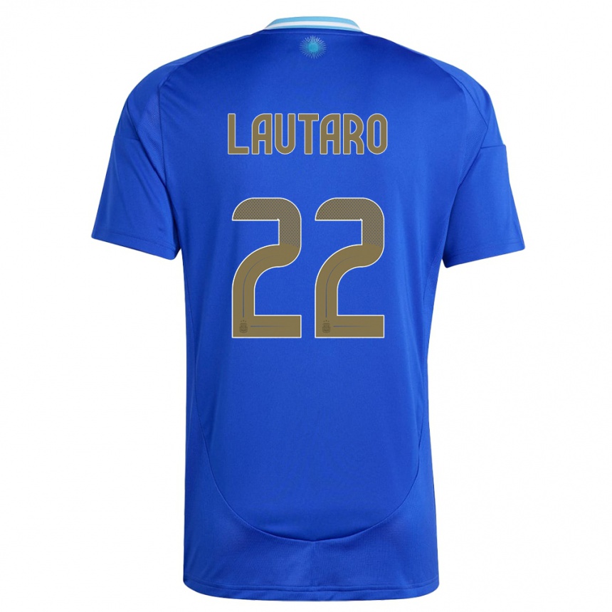 Kinder Fußball Argentinien Lautaro Martinez #22 Blau Auswärtstrikot Trikot 24-26 T-Shirt Luxemburg