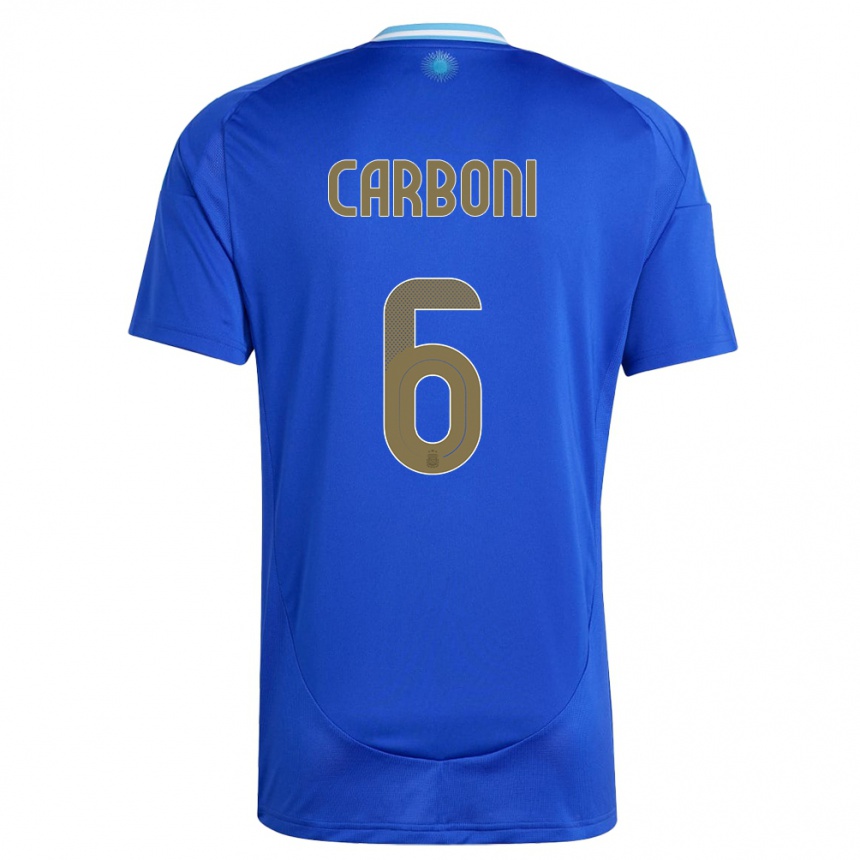 Kinder Fußball Argentinien Franco Carboni #6 Blau Auswärtstrikot Trikot 24-26 T-Shirt Luxemburg
