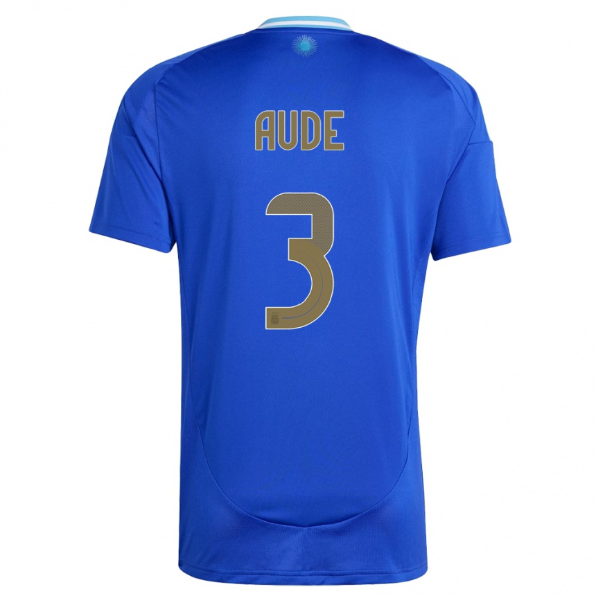 Kinder Fußball Argentinien Julian Aude #3 Blau Auswärtstrikot Trikot 24-26 T-Shirt Luxemburg