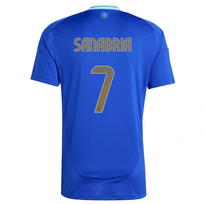 Kinder Fußball Argentinien Mateo Sanabria #7 Blau Auswärtstrikot Trikot 24-26 T-Shirt Luxemburg