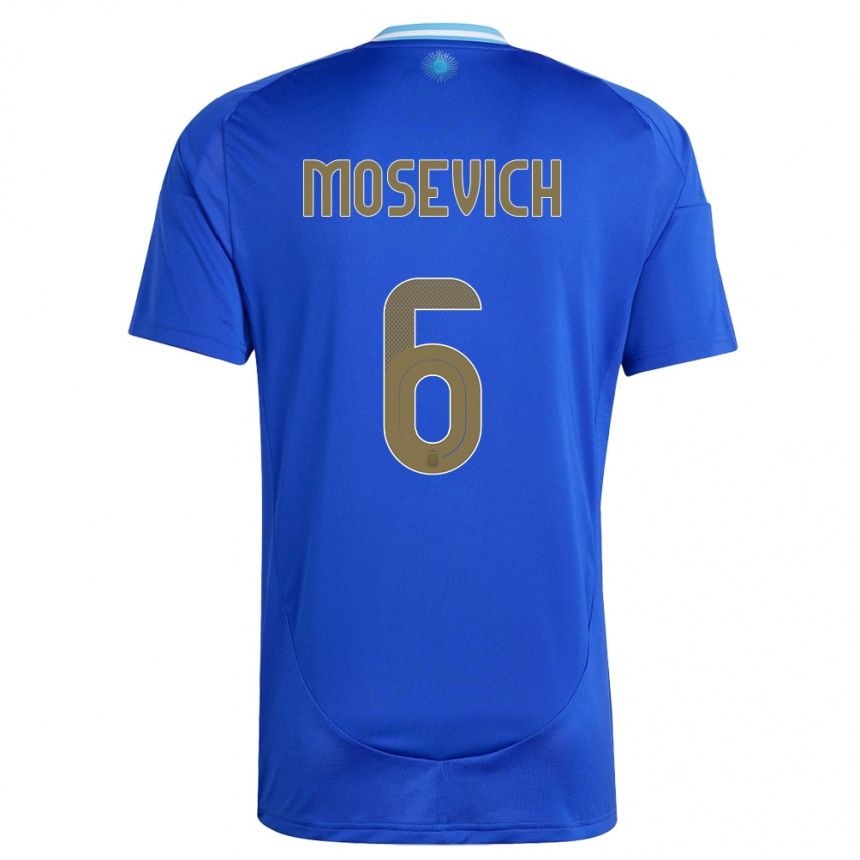 Kinder Fußball Argentinien Leonel Mosevich #6 Blau Auswärtstrikot Trikot 24-26 T-Shirt Luxemburg