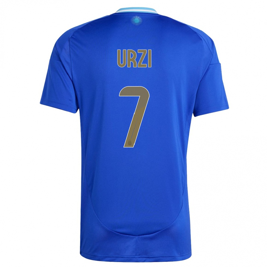 Kinder Fußball Argentinien Agustin Urzi #7 Blau Auswärtstrikot Trikot 24-26 T-Shirt Luxemburg