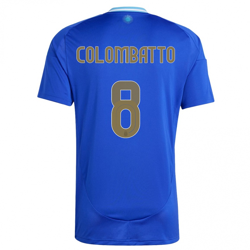 Kinder Fußball Argentinien Santiago Colombatto #8 Blau Auswärtstrikot Trikot 24-26 T-Shirt Luxemburg