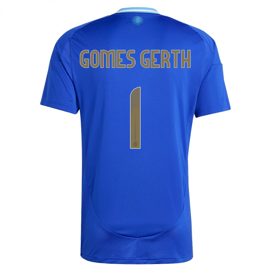 Kinder Fußball Argentinien Federico Gomes Gerth #1 Blau Auswärtstrikot Trikot 24-26 T-Shirt Luxemburg