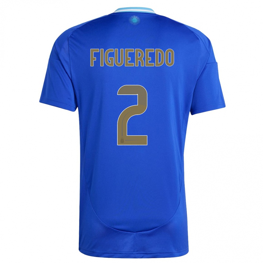 Kinder Fußball Argentinien Leandro Figueredo #2 Blau Auswärtstrikot Trikot 24-26 T-Shirt Luxemburg