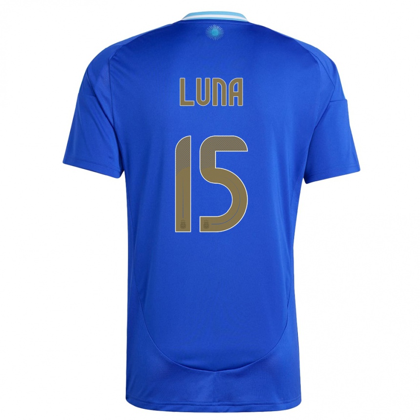 Kinder Fußball Argentinien Alex Luna #15 Blau Auswärtstrikot Trikot 24-26 T-Shirt Luxemburg