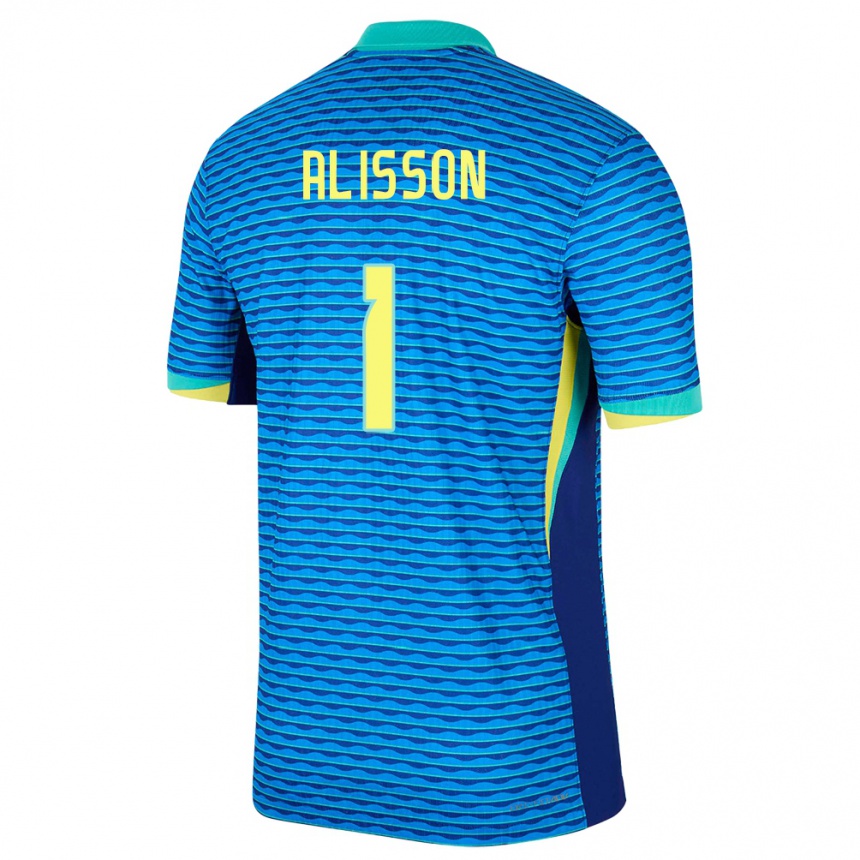 Kinder Fußball Brasilien Alisson #1 Blau Auswärtstrikot Trikot 24-26 T-Shirt Luxemburg