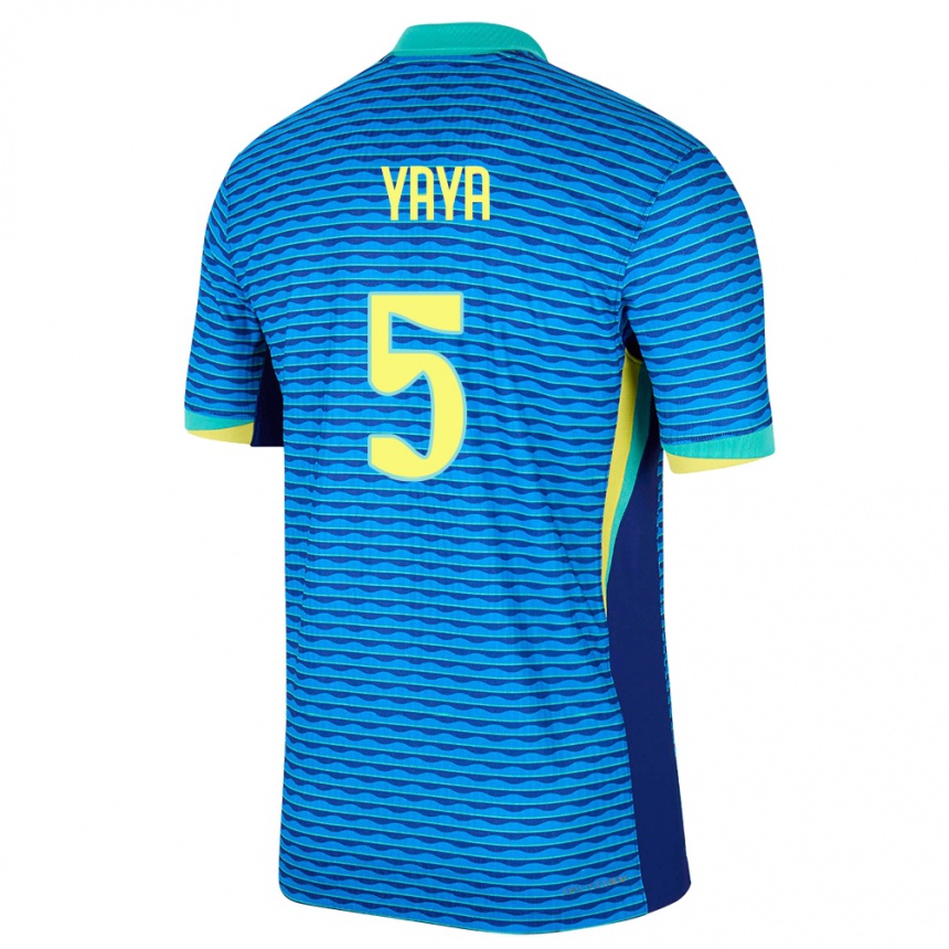 Kinder Fußball Brasilien Yaya #5 Blau Auswärtstrikot Trikot 24-26 T-Shirt Luxemburg