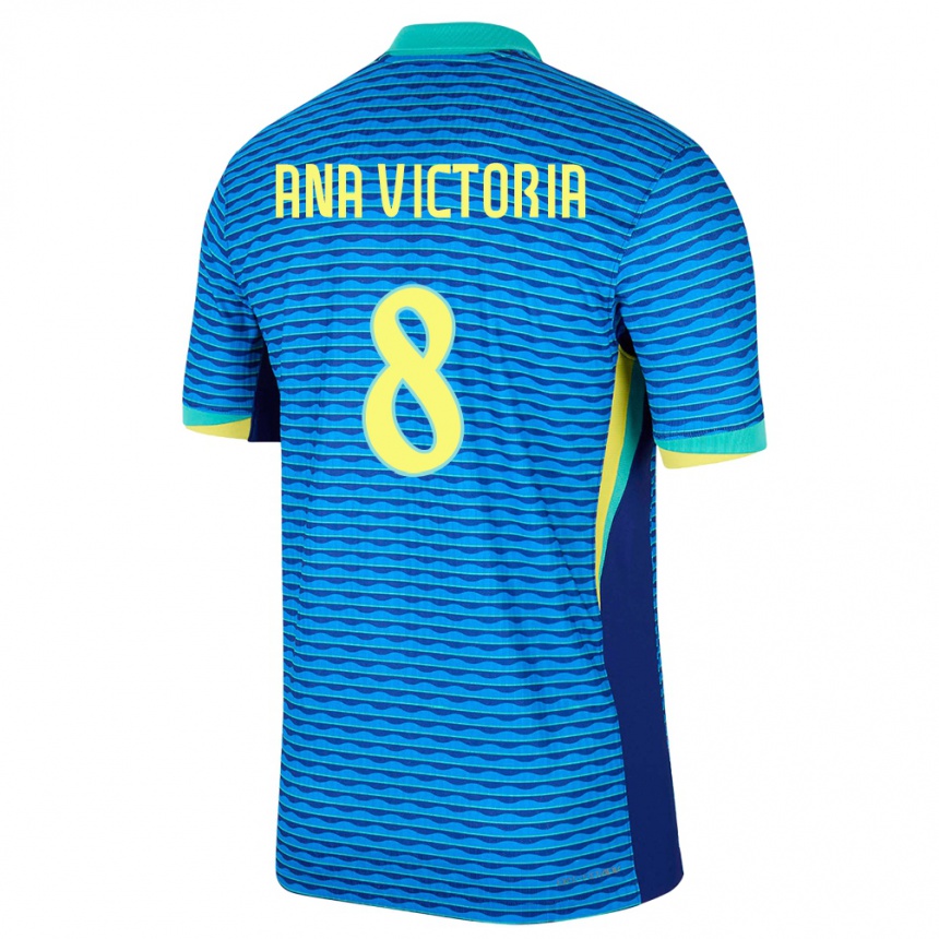 Kinder Fußball Brasilien Ana Victoria #8 Blau Auswärtstrikot Trikot 24-26 T-Shirt Luxemburg