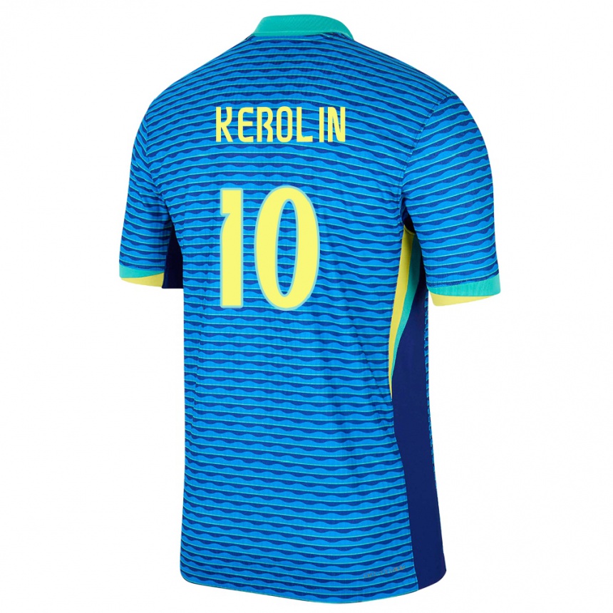 Kinder Fußball Brasilien Kerolin Nicoli #10 Blau Auswärtstrikot Trikot 24-26 T-Shirt Luxemburg