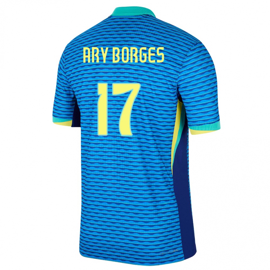 Kinder Fußball Brasilien Ary Borges #17 Blau Auswärtstrikot Trikot 24-26 T-Shirt Luxemburg