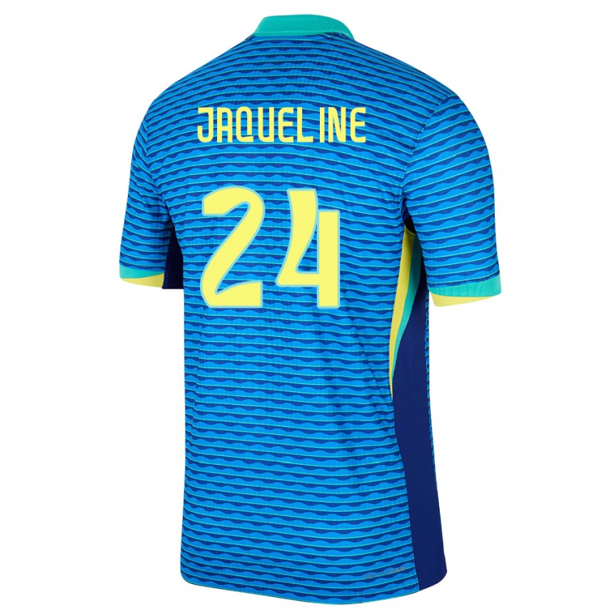 Kinder Fußball Brasilien Jaqueline #24 Blau Auswärtstrikot Trikot 24-26 T-Shirt Luxemburg