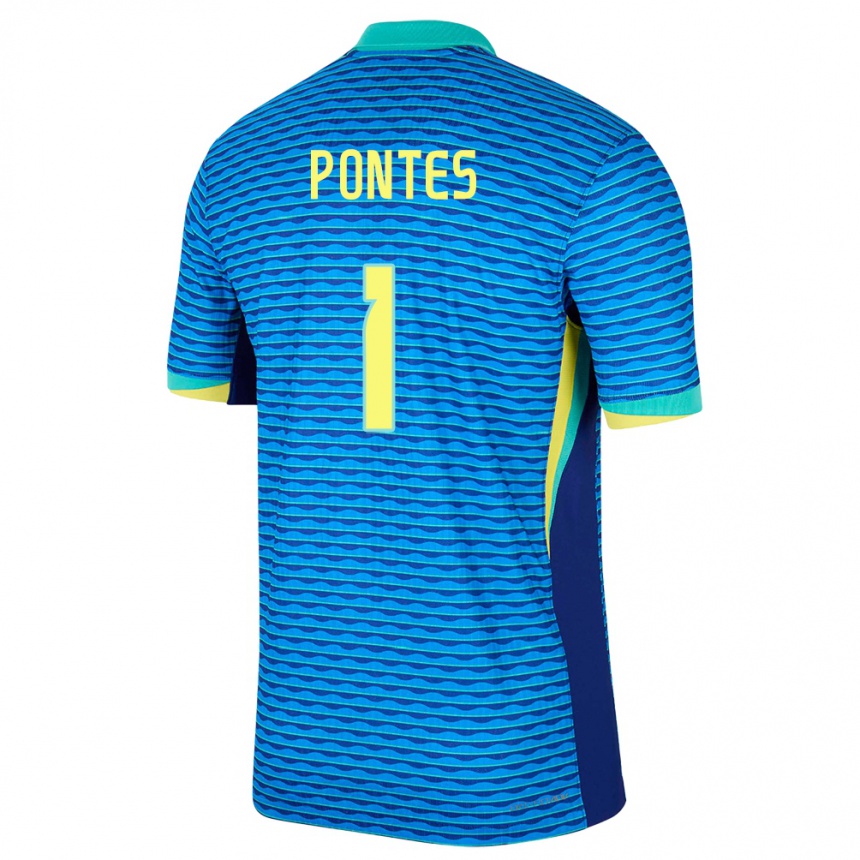 Kinder Fußball Brasilien Mycael Pontes #1 Blau Auswärtstrikot Trikot 24-26 T-Shirt Luxemburg