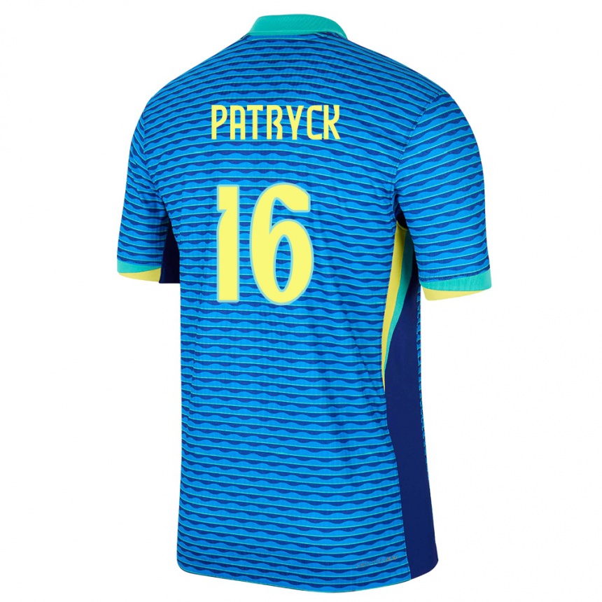 Kinder Fußball Brasilien Patryck #16 Blau Auswärtstrikot Trikot 24-26 T-Shirt Luxemburg
